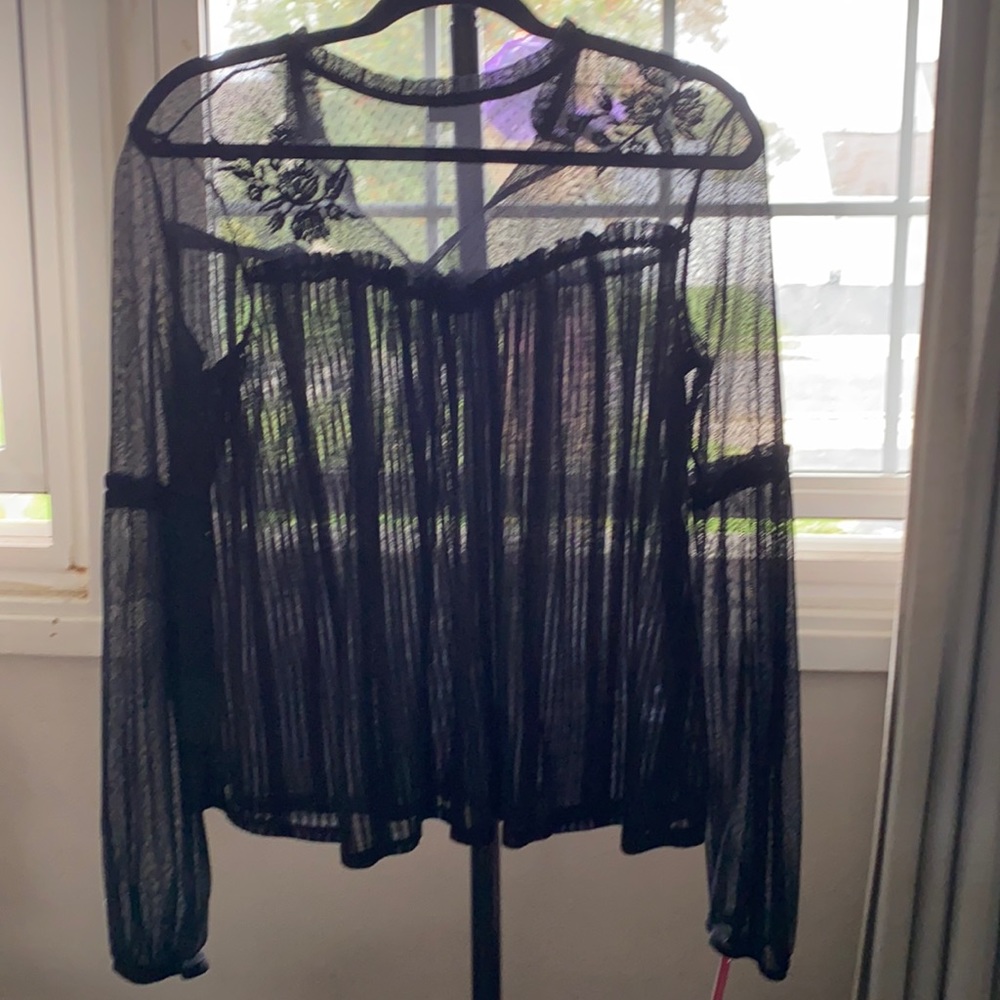 Black lacy high neck top